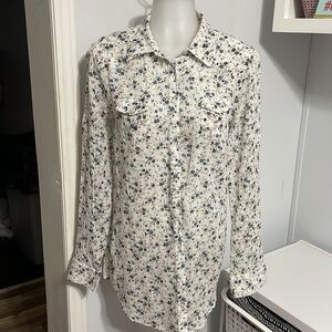 MNG Floral Button Down Shirt Size M